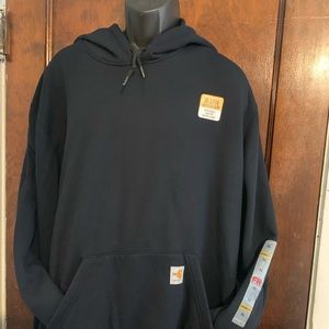 Brand New and unworn Flame/Rain Resistant Carhartt pullover hoodie. Navy Blue
